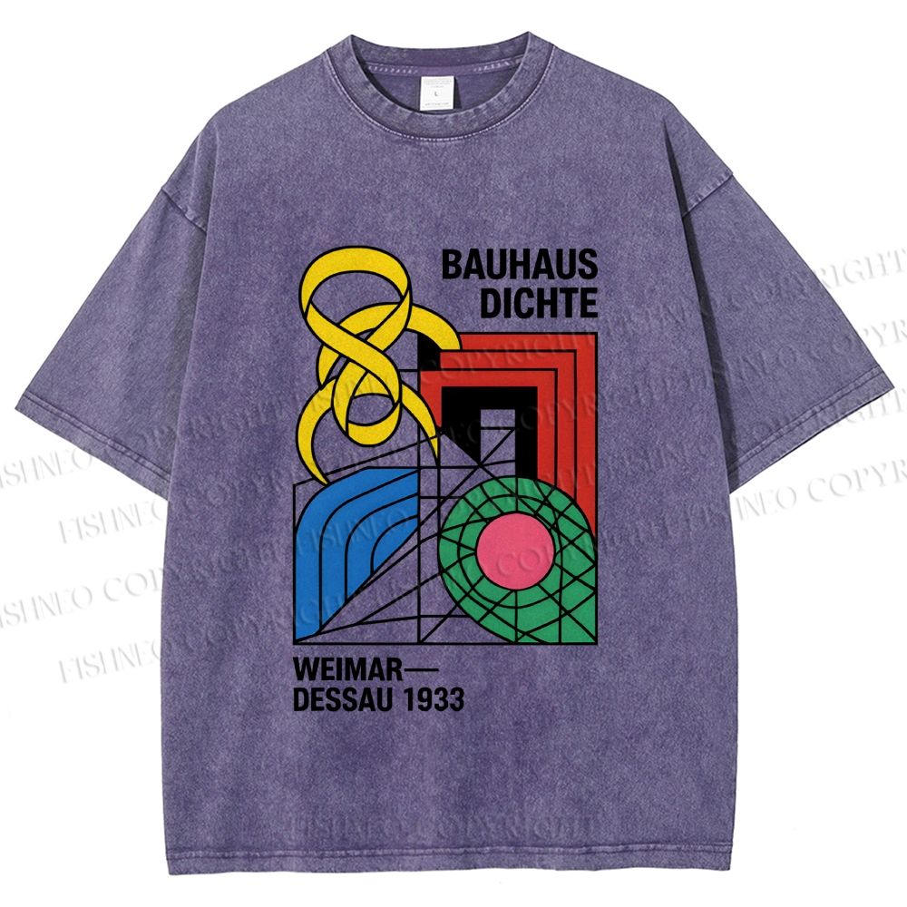 Unisex Bauhaus Design Printed Washed Tee