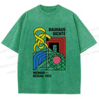 Unisex Bauhaus Design Printed Washed Tee