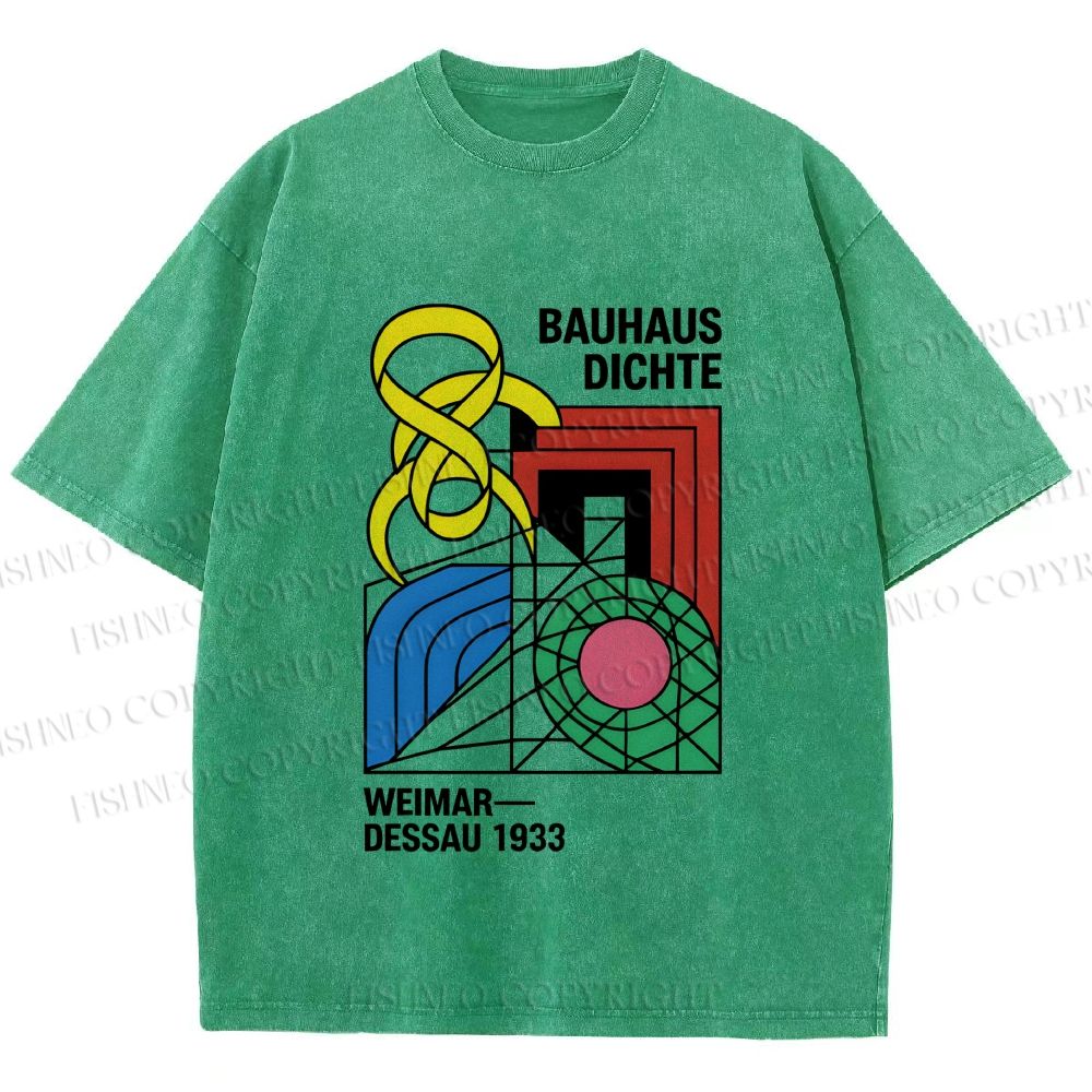 Unisex Bauhaus Design Printed Washed Tee