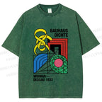 Unisex Bauhaus Design Printed Washed Tee