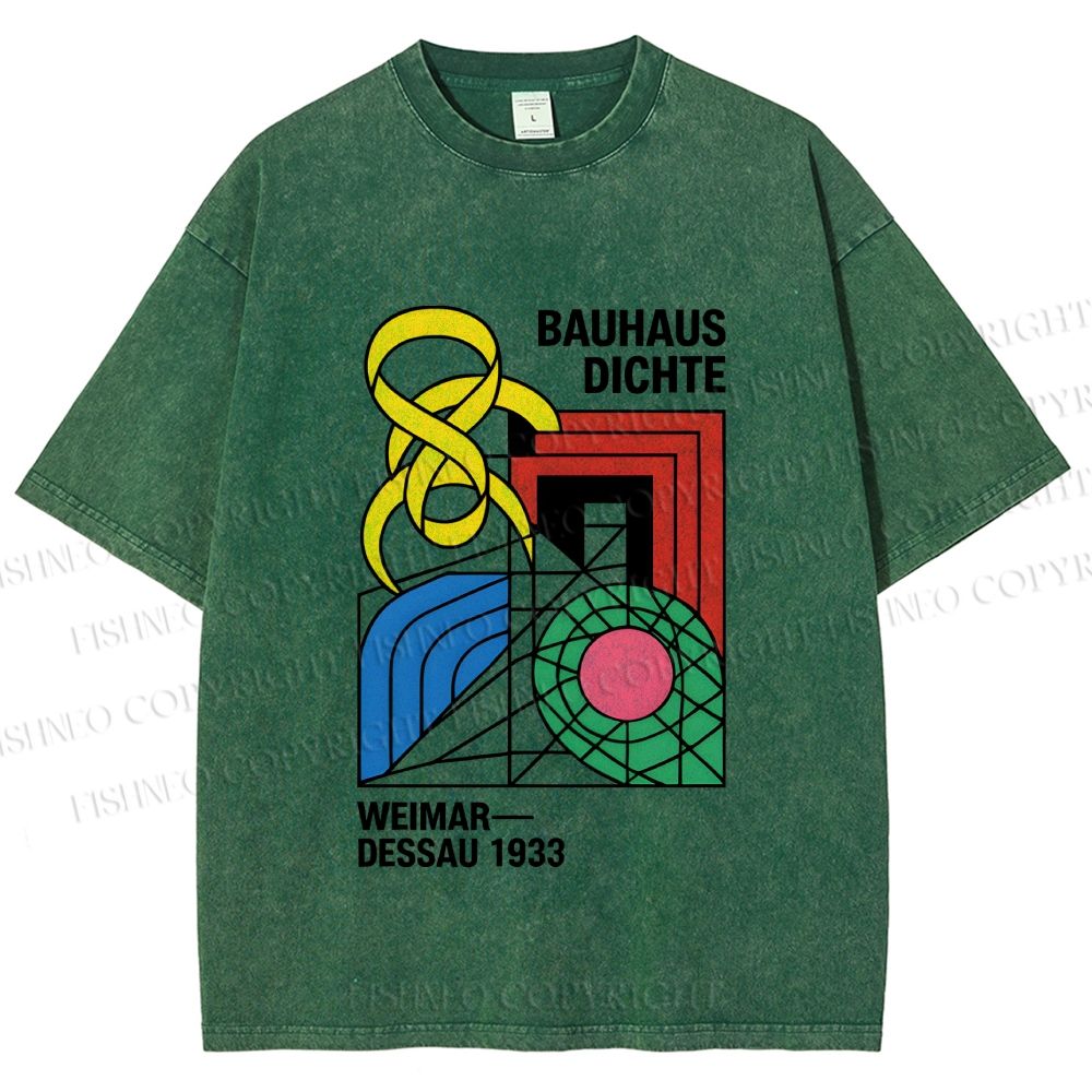 Unisex Bauhaus Design Printed Washed Tee