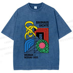 Unisex Bauhaus Design Printed Washed Tee