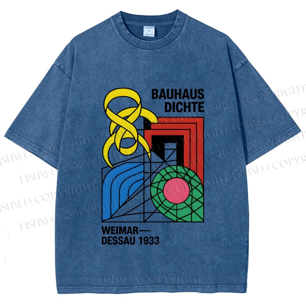 Unisex Bauhaus Design Printed Washed Tee