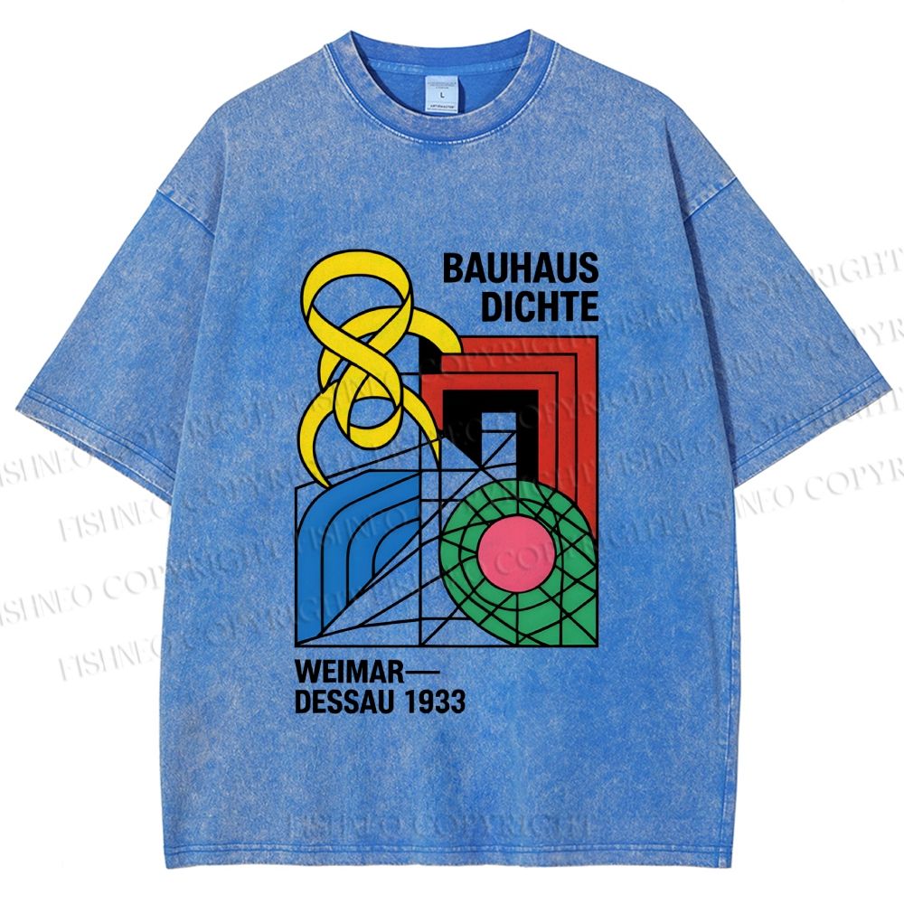Unisex Bauhaus Design Printed Washed Tee