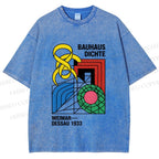 Unisex Bauhaus Design Printed Washed Tee