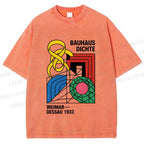 Unisex Bauhaus Design Printed Washed Tee