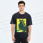 Unisex Black Cat Yarn Ball Printed Washed Tee