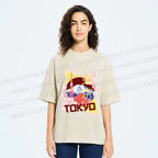 Unisex Japan Tokyo Printed Washed Tee