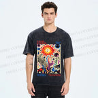 Unisex Yayoi Kusama Abstract Art Printed Washed Tee
