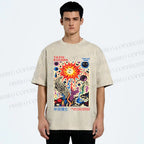 Unisex Yayoi Kusama Abstract Art Printed Washed Tee