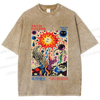 Unisex Yayoi Kusama Abstract Art Printed Washed Tee