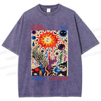 Unisex Yayoi Kusama Abstract Art Printed Washed Tee