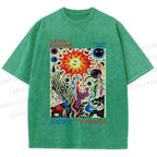 Unisex Yayoi Kusama Abstract Art Printed Washed Tee