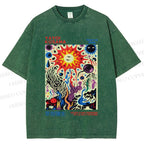 Unisex Yayoi Kusama Abstract Art Printed Washed Tee