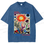 Unisex Yayoi Kusama Abstract Art Printed Washed Tee