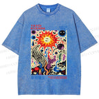 Unisex Yayoi Kusama Abstract Art Printed Washed Tee