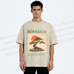 Unisex Japanese Bonsai Vintage Printed Washed Tee