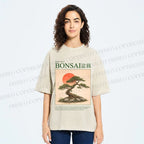 Unisex Japanese Bonsai Vintage Printed Washed Tee