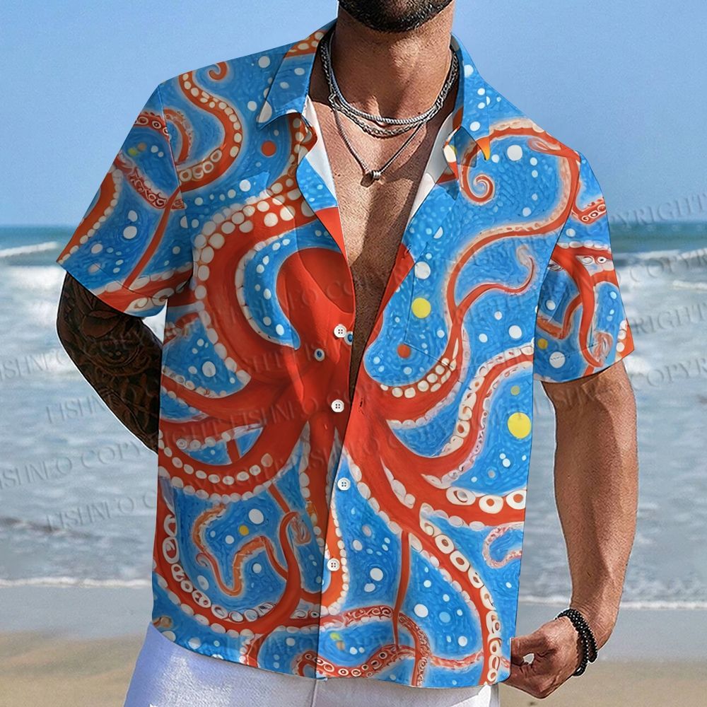 Polka Dot Octopus Hawaiian Shirt