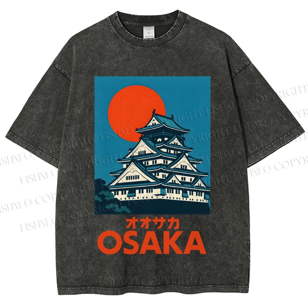 Unisex Osaka Vintage Travel Printed Washed Tee
