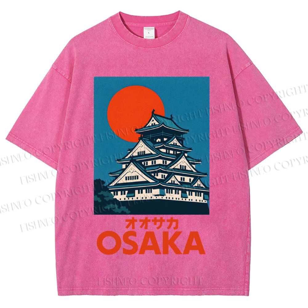 Unisex Osaka Vintage Travel Printed Washed Tee