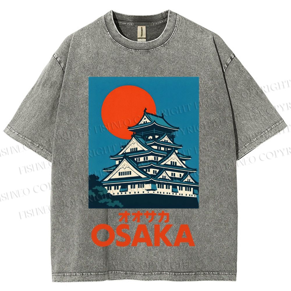 Unisex Osaka Vintage Travel Printed Washed Tee