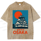 Unisex Osaka Vintage Travel Printed Washed Tee