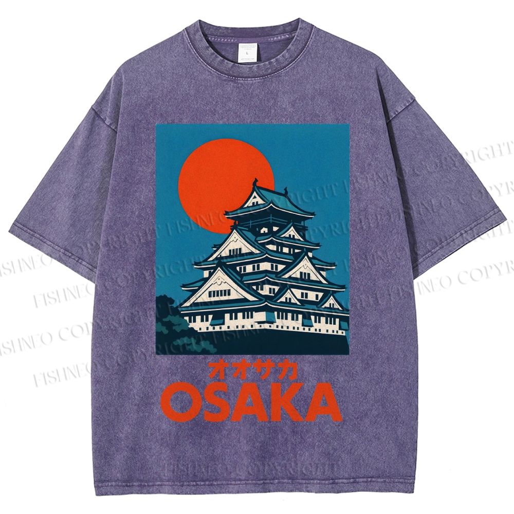 Unisex Osaka Vintage Travel Printed Washed Tee