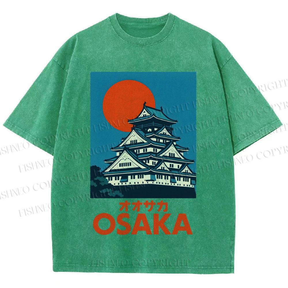 Unisex Osaka Vintage Travel Printed Washed Tee