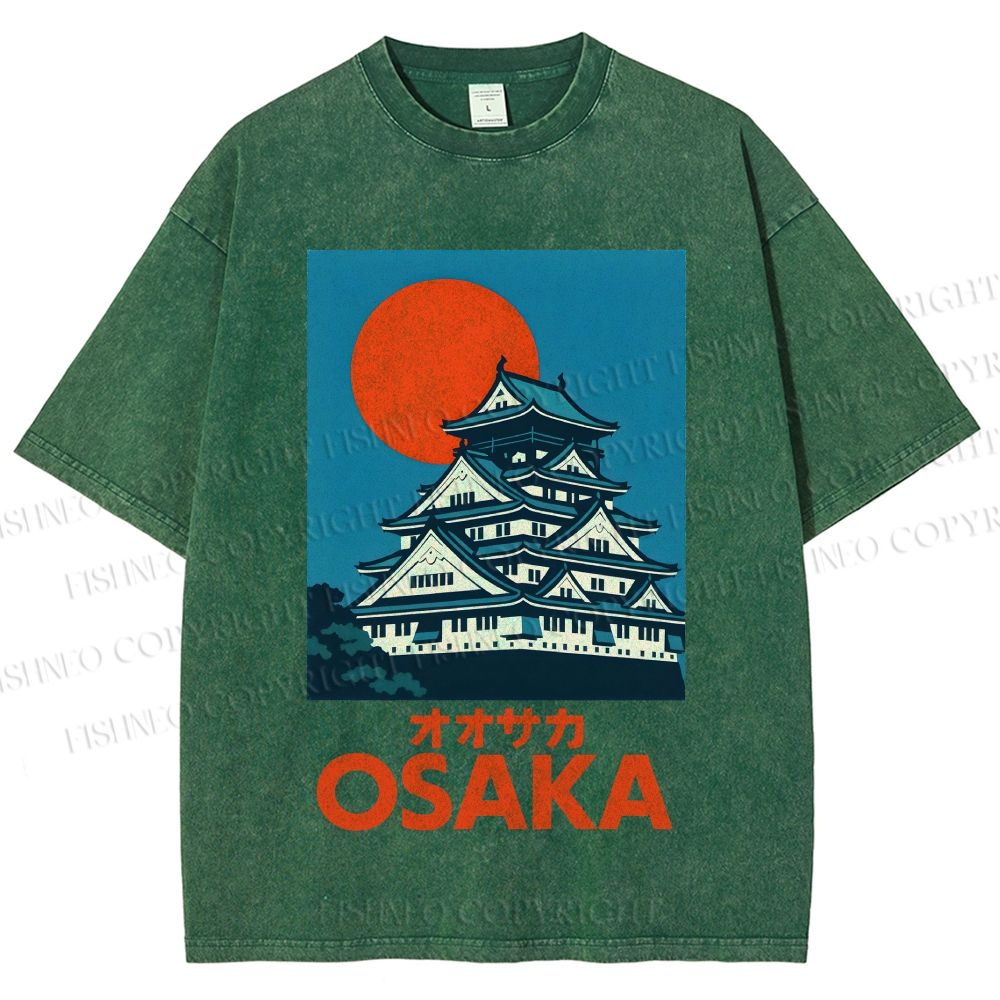 Unisex Osaka Vintage Travel Printed Washed Tee