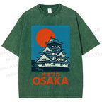 Unisex Osaka Vintage Travel Printed Washed Tee