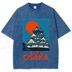 Unisex Osaka Vintage Travel Printed Washed Tee