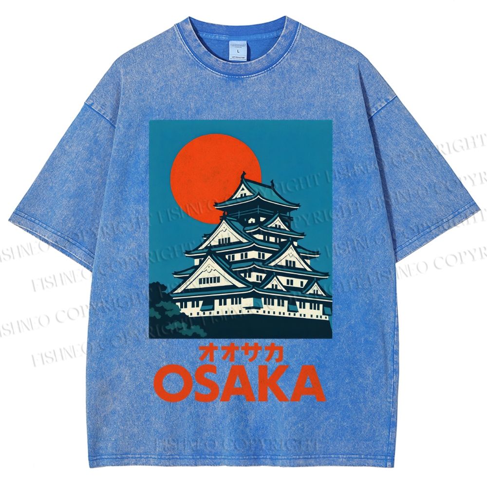Unisex Osaka Vintage Travel Printed Washed Tee