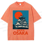 Unisex Osaka Vintage Travel Printed Washed Tee
