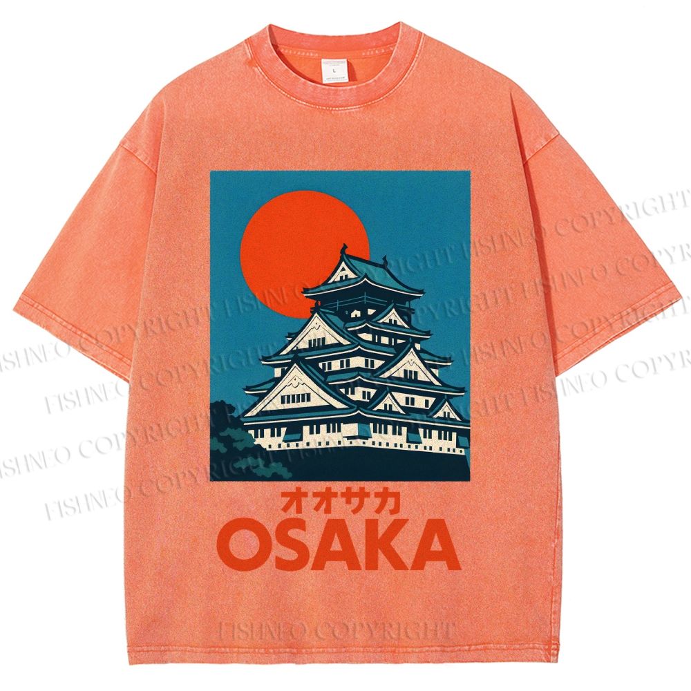 Unisex Osaka Vintage Travel Printed Washed Tee