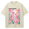 Unisex Yayoi Kusama Pink Cheetah Printed Washed Tee