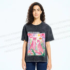 Unisex Yayoi Kusama Pink Cheetah Printed Washed Tee