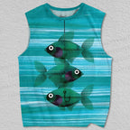 Unisex Fish on Fishhook Printed Tank Top