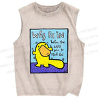 Unisex Fun Platypus Printed Washed Tank Top