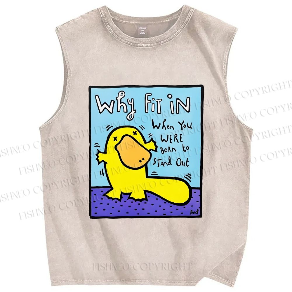 Unisex Fun Platypus Printed Washed Tank Top