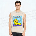 Unisex Fun Platypus Printed Washed Tank Top