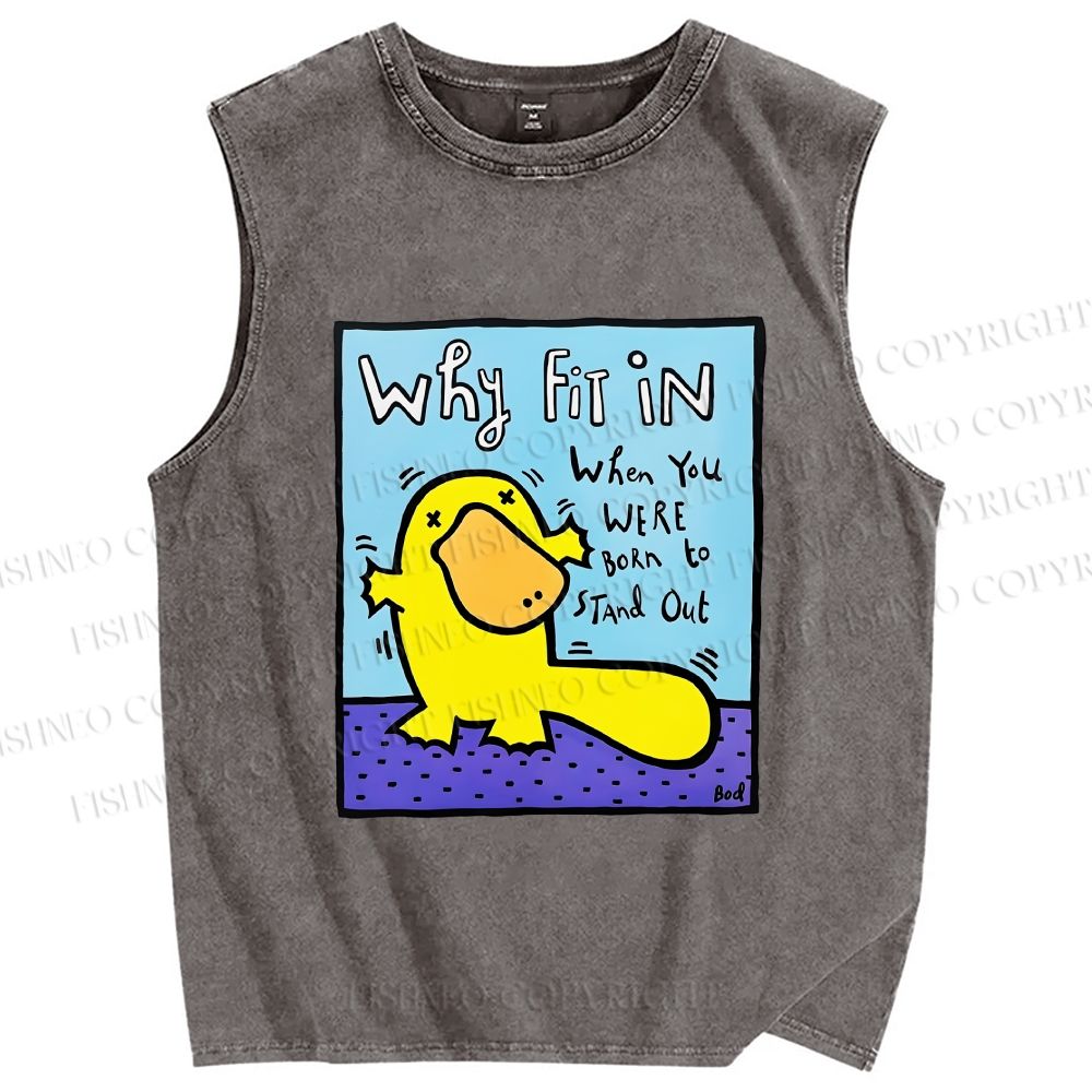 Unisex Fun Platypus Printed Washed Tank Top