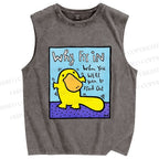 Unisex Fun Platypus Printed Washed Tank Top