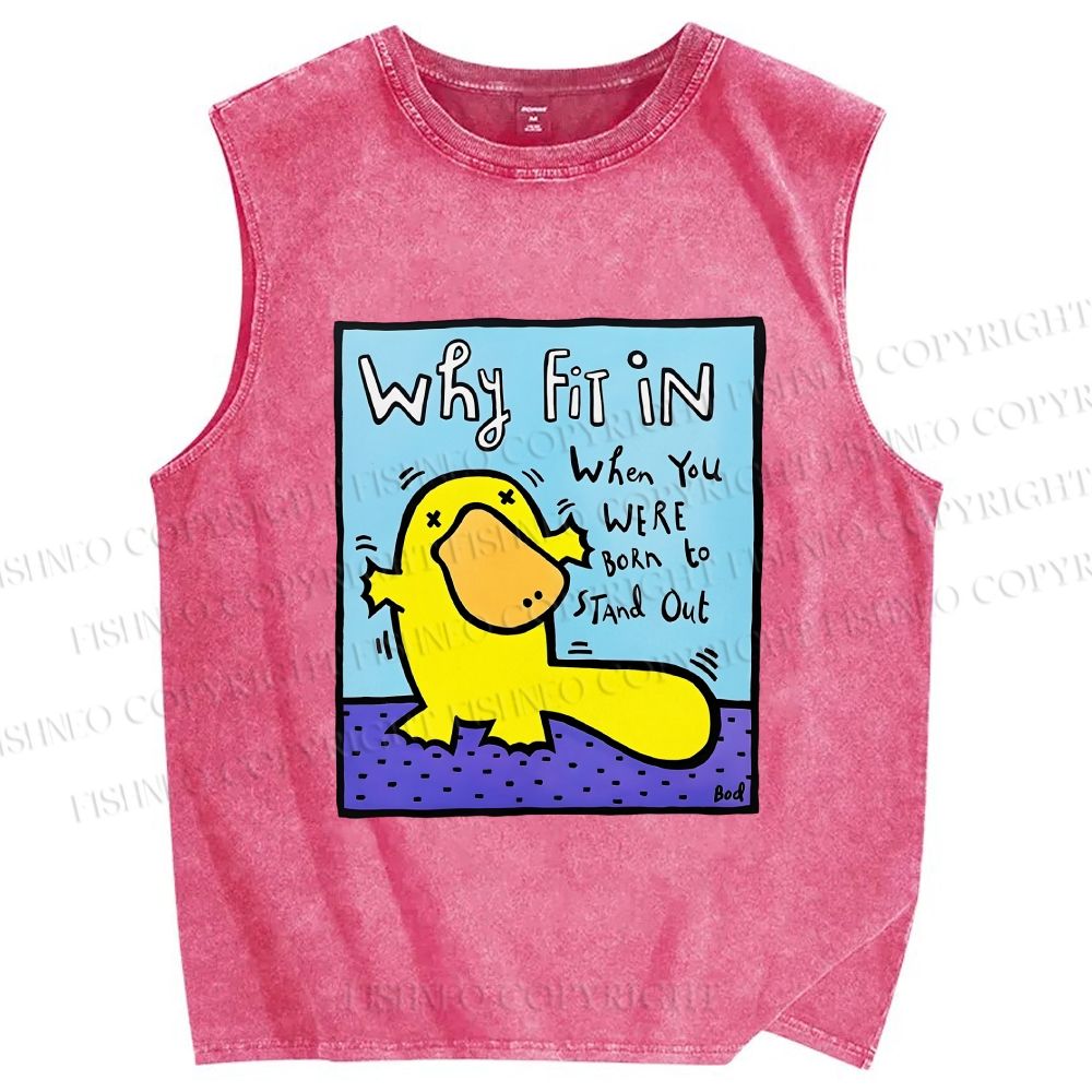 Unisex Fun Platypus Printed Washed Tank Top