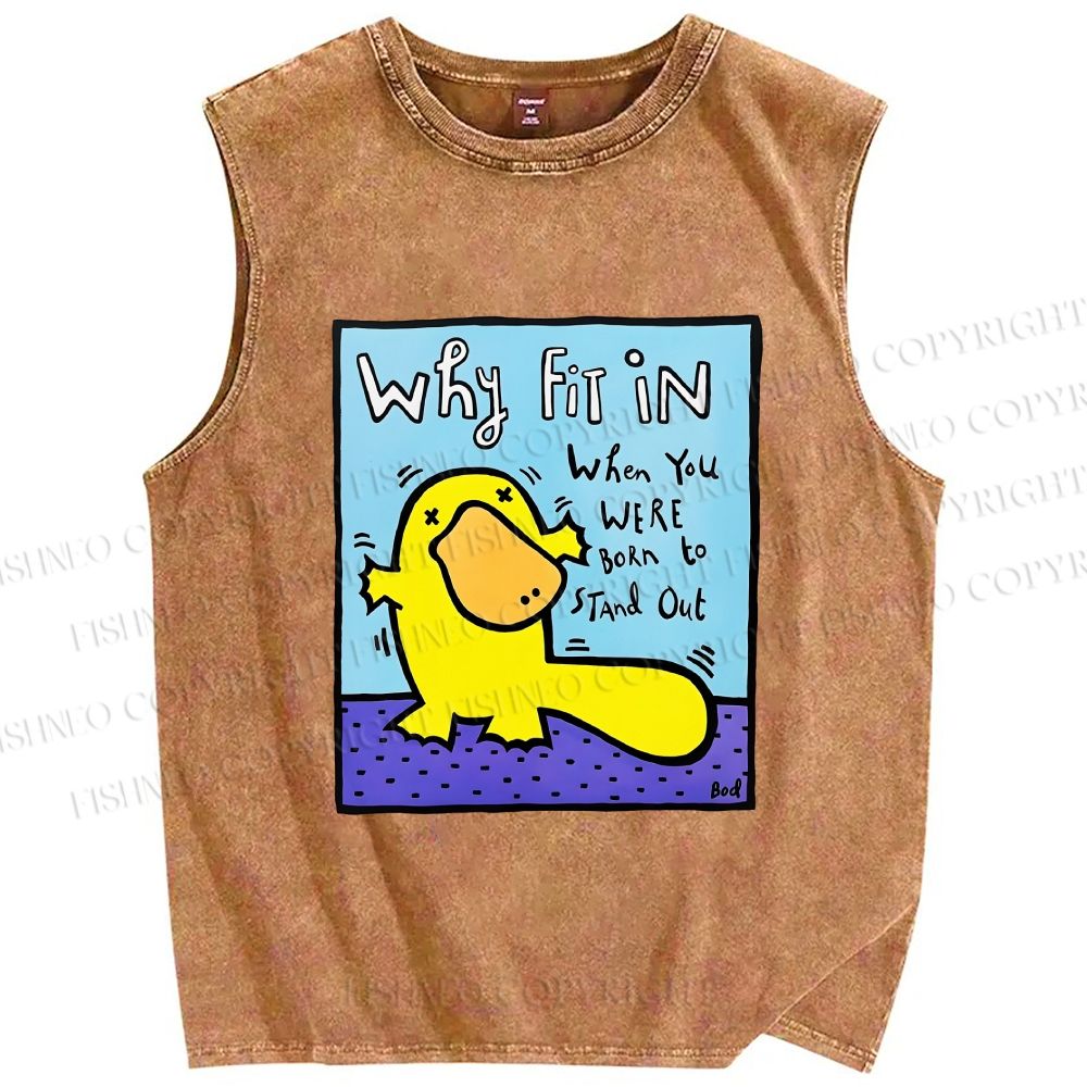 Unisex Fun Platypus Printed Washed Tank Top