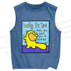 Unisex Fun Platypus Printed Washed Tank Top