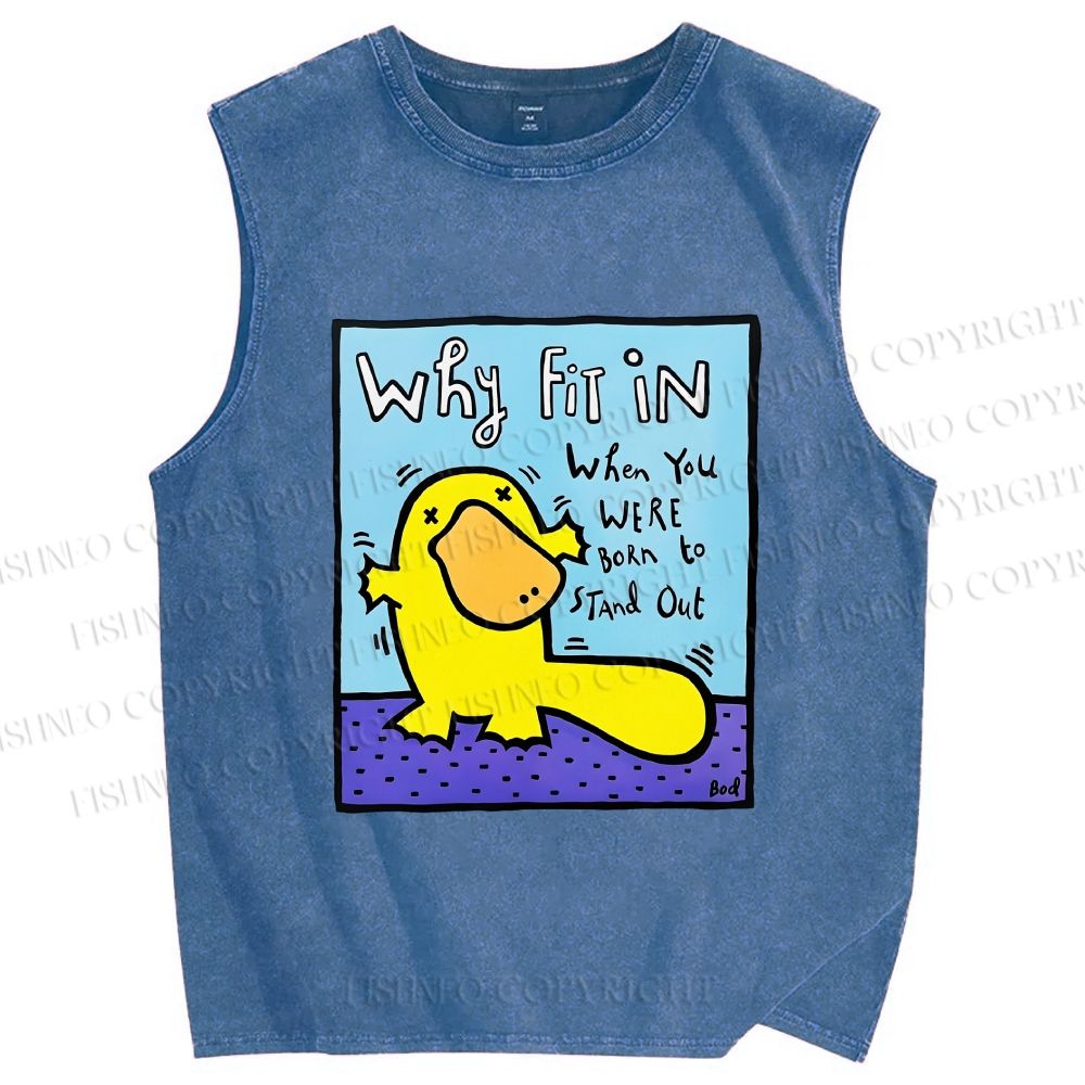 Unisex Fun Platypus Printed Washed Tank Top