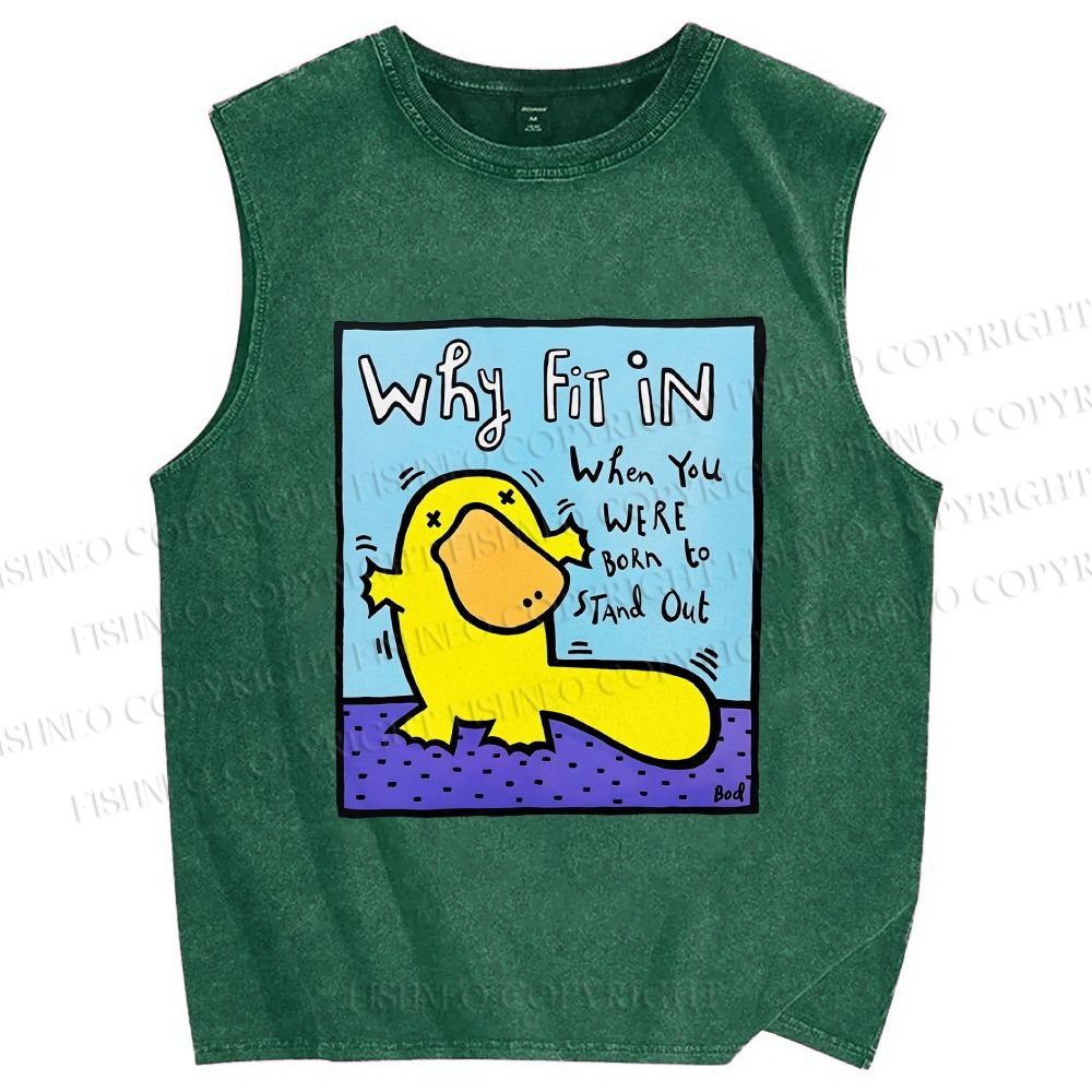 Unisex Fun Platypus Printed Washed Tank Top