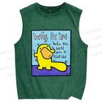 Unisex Fun Platypus Printed Washed Tank Top