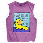 Unisex Fun Platypus Printed Washed Tank Top